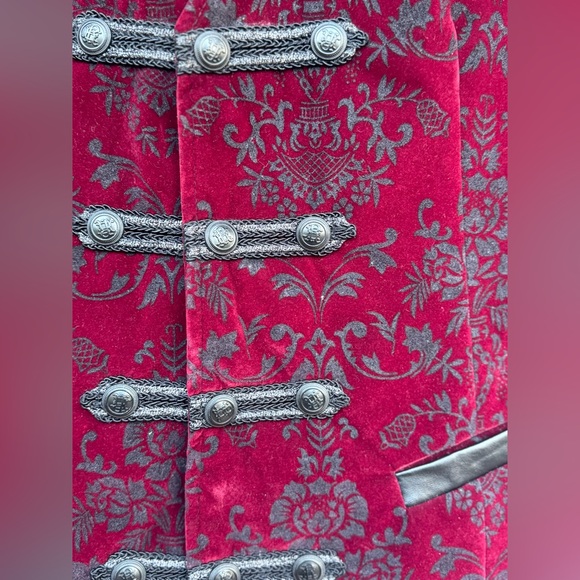 Punk Rave Gothic Red Brocade Vest Y-813 Steampunk Waistcoat Medium Cosplay Alt Q - Picture 3 of 12